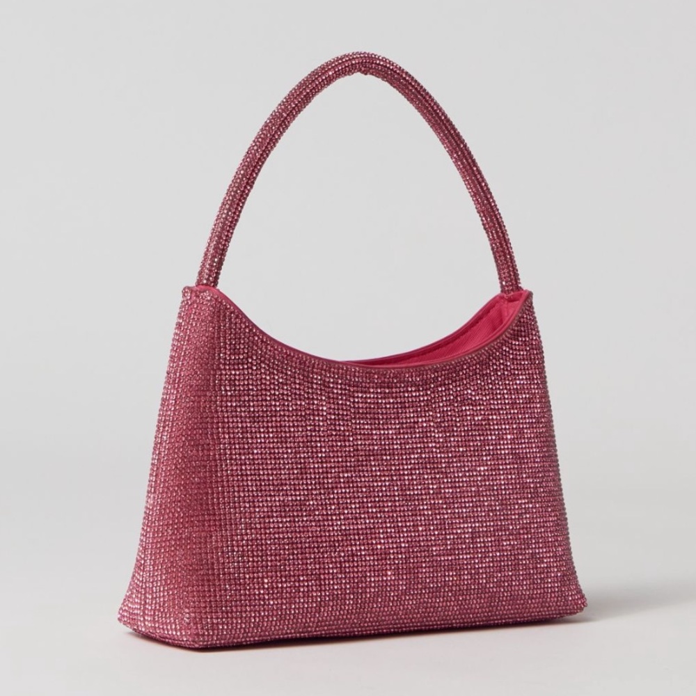 Kimchi Blue Diamante Rhinestone Structured Baguette Hobo Bag Pink - Picture 3 of 6